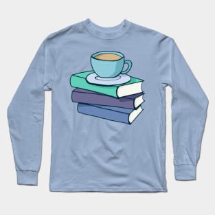 Stack of books with a hot drink Long Sleeve T-Shirt